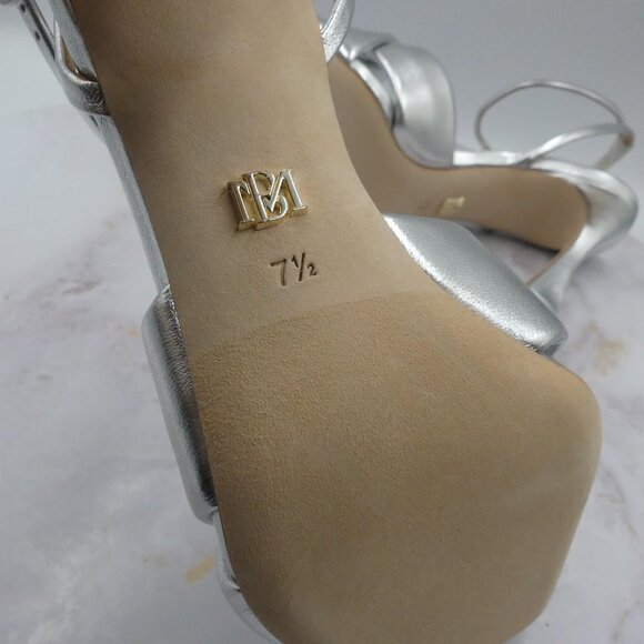 Badgley Mischka Dress Shoes Silver Brinlee II Sillea Heels Sandals - Picture 8 of 15